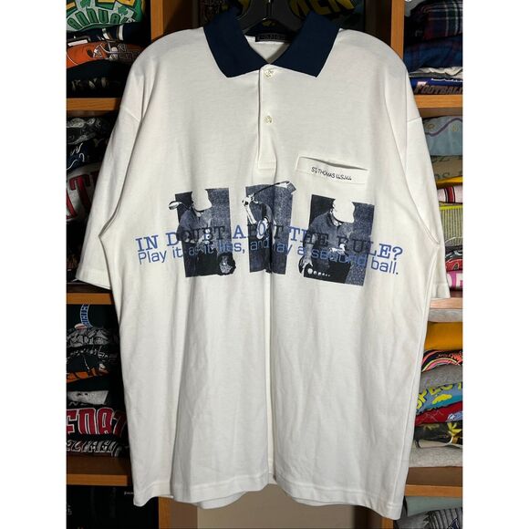 Vintage NOS In Doubt? Play A Second Ball Golf Polo Shirt - Picture 1 of 5